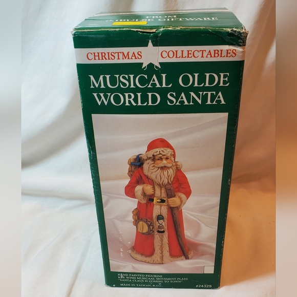 Musical Olde World Santa Claus Vtg 1991 Porcelain Figurine Stocking - Picture 11 of 13